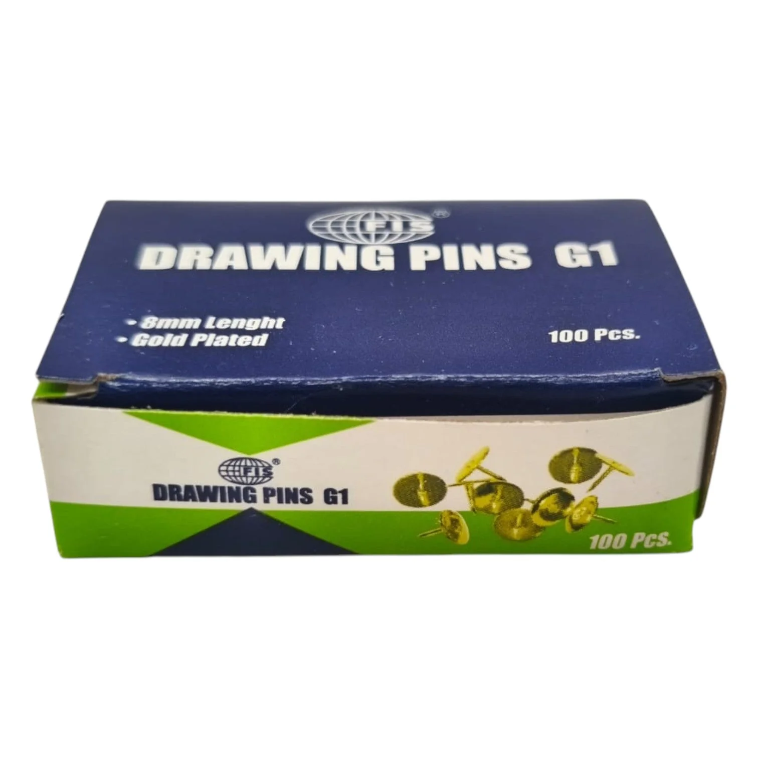 FIS G1 Thumb Tack, Flat Push Pins, Silver Thumb Tacks, 100Pcs, Push Pins, For Picture Photo Hanging, Wall Pins For Board Posters Bulletin Maps-1Cm-Golden Color
