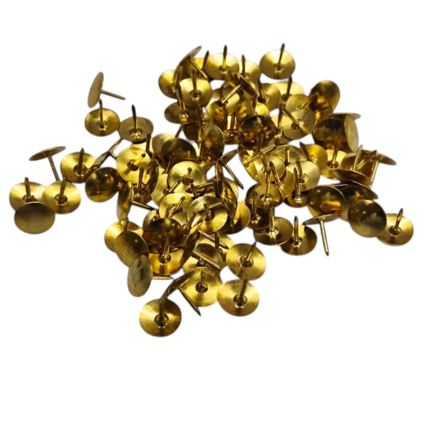 FIS G1 Thumb Tack, Flat Push Pins, Silver Thumb Tacks, 100Pcs, Push Pins, For Picture Photo Hanging, Wall Pins For Board Posters Bulletin Maps-1Cm-Golden Color - Image 2