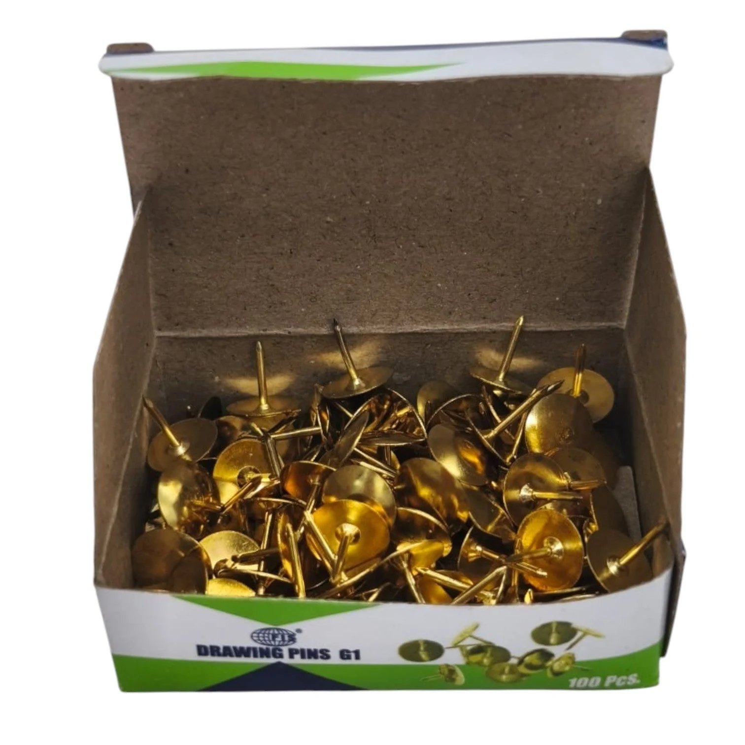 FIS G1 Thumb Tack, Flat Push Pins, Silver Thumb Tacks, 100Pcs, Push Pins, For Picture Photo Hanging, Wall Pins For Board Posters Bulletin Maps-1Cm-Golden Color - Image 4