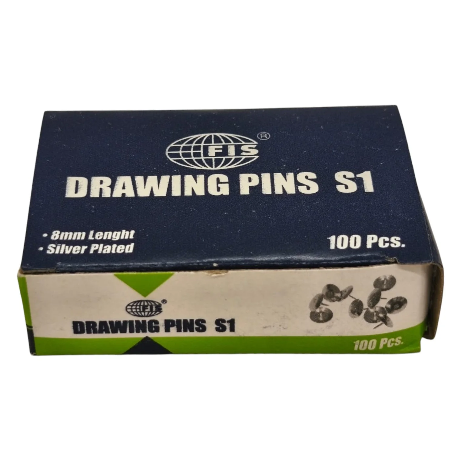 FIS S1 Thumb Tack, Flat Push Pins, Silver Thumb Tacks, 100Pcs, Push Pins, For Picture Photo Hanging, Wall Pins For Board Posters Bulletin Maps-1Cm