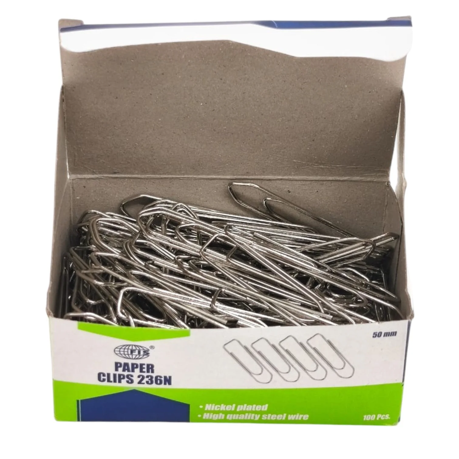 FIS Silver Paper Clips 50MM Office Paperclips Each Size For Easy 100Pcs - Image 2