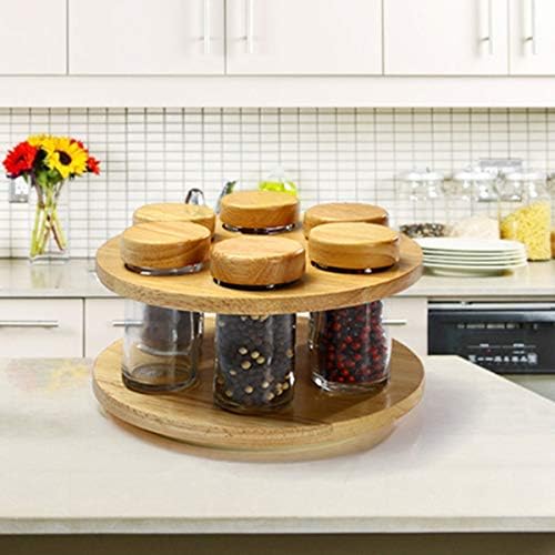 Billi 6Pcs Spice Bottle Set with Wooden Lid & Rotating Stand — 20×12 cm - Image 3