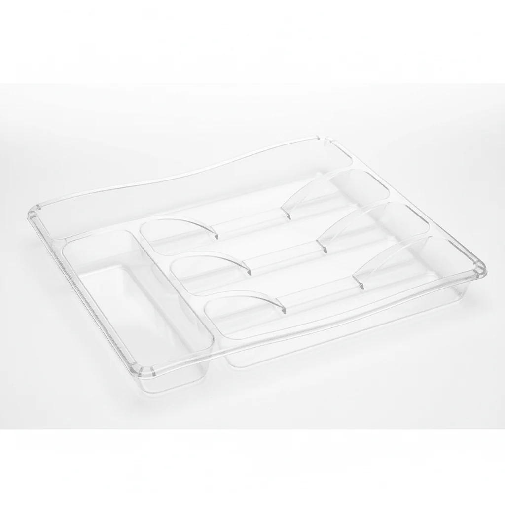 Follow Me Plastic Cutlery Organizer Tray Drawer Storage – 33×25×4cm -Transparent