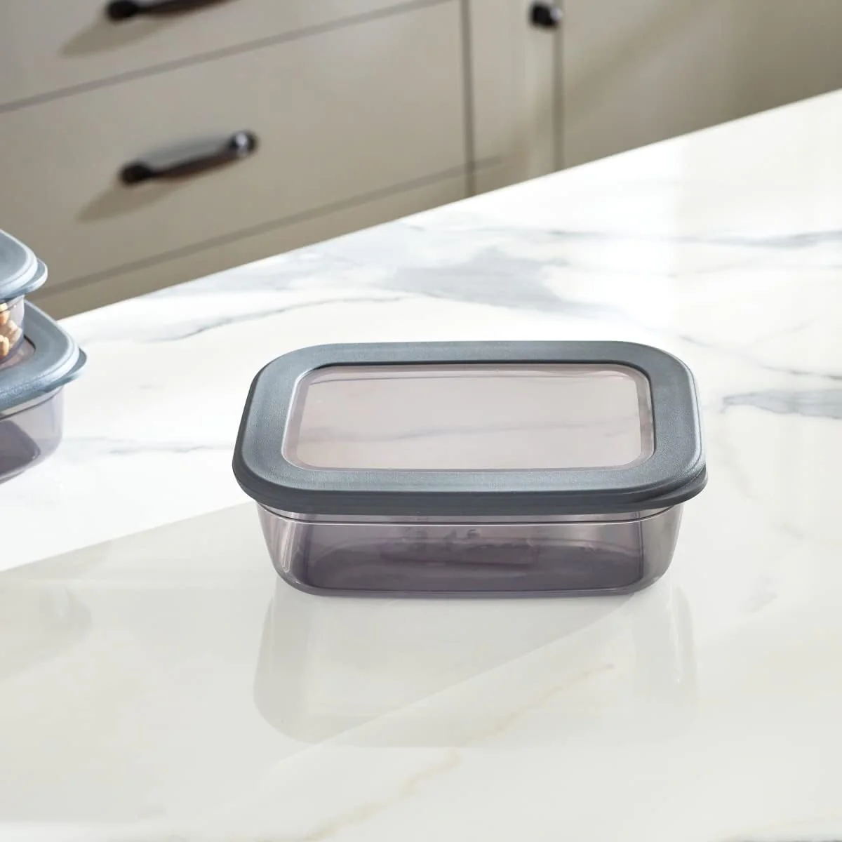 FOLY LIFE Flat Storage Container 1.2L Transparent Gray | Reusable Plastic Food Organizer - Image 3