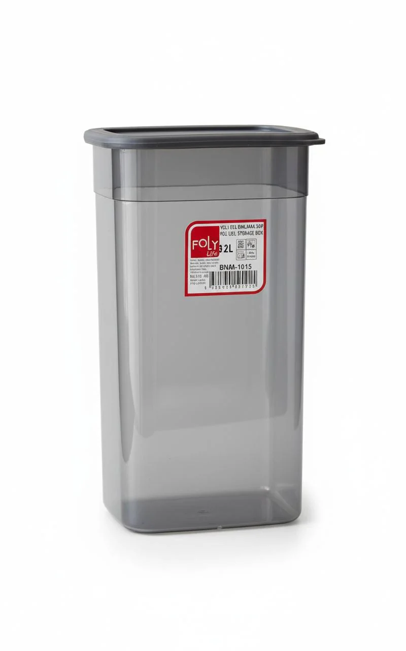 FOLY LIFE Large Food Organizer Box 3.25L Transparent Gray | Reusable Plastic Storage Container with Removable Lid - Image 2