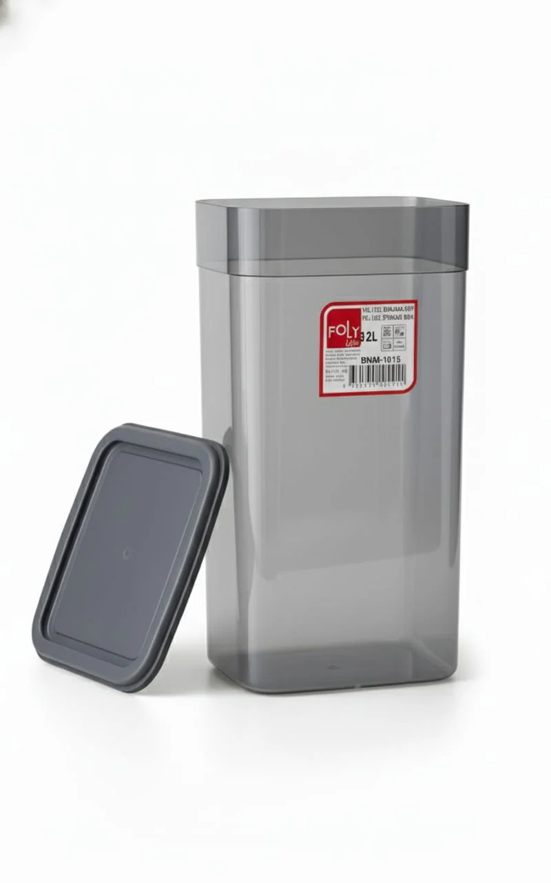 FOLY LIFE Large Food Organizer Box 3.25L Transparent Gray | Reusable Plastic Storage Container with Removable Lid - Image 3
