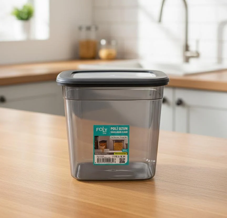 FOLY LIFE Rectangular Storage Box 2L Transparent Gray | Airtight Plastic Food Organizer