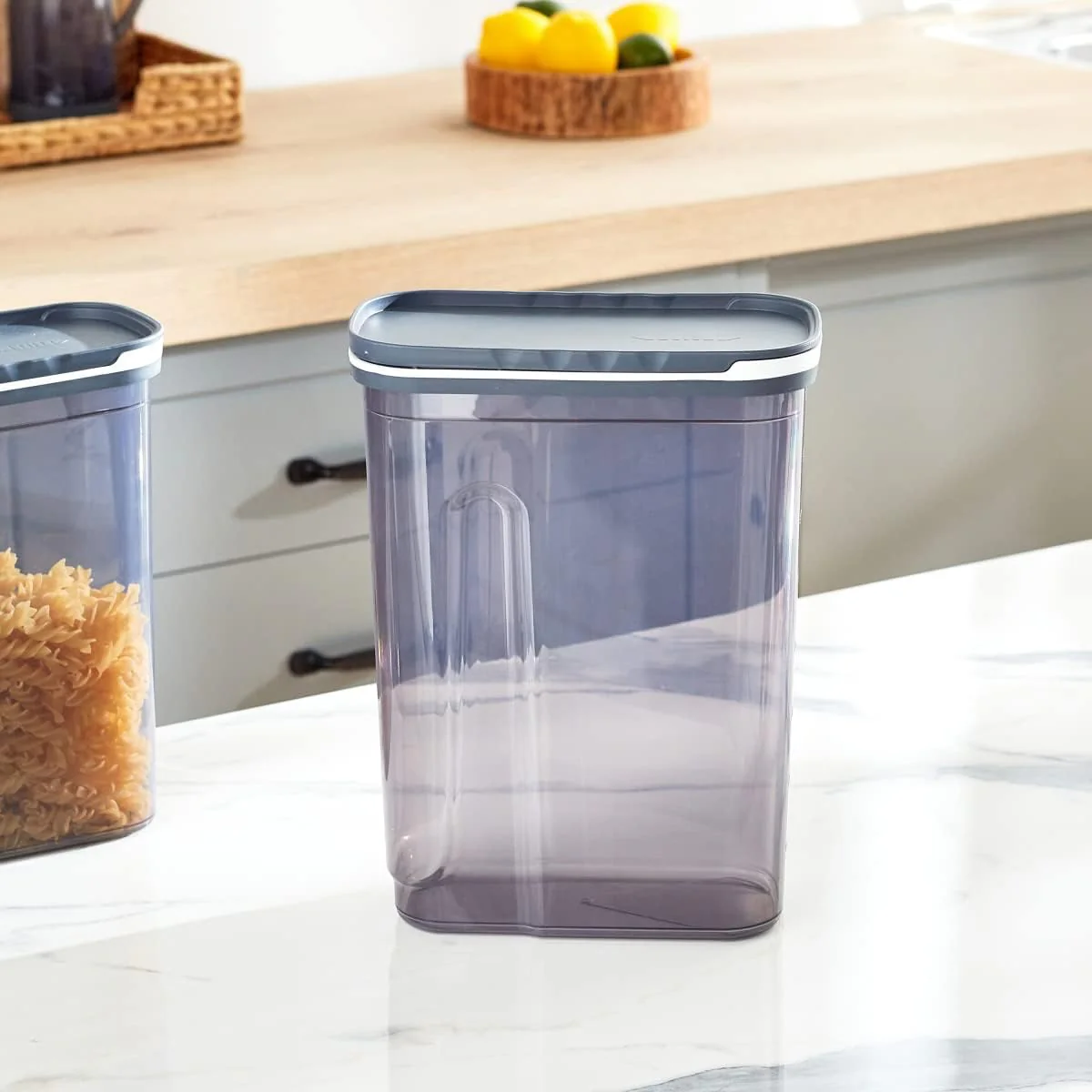 FOLY LIFE Slider Storage Container 4L Transparent Gray | Easy Access Cereal & Dry Food Box