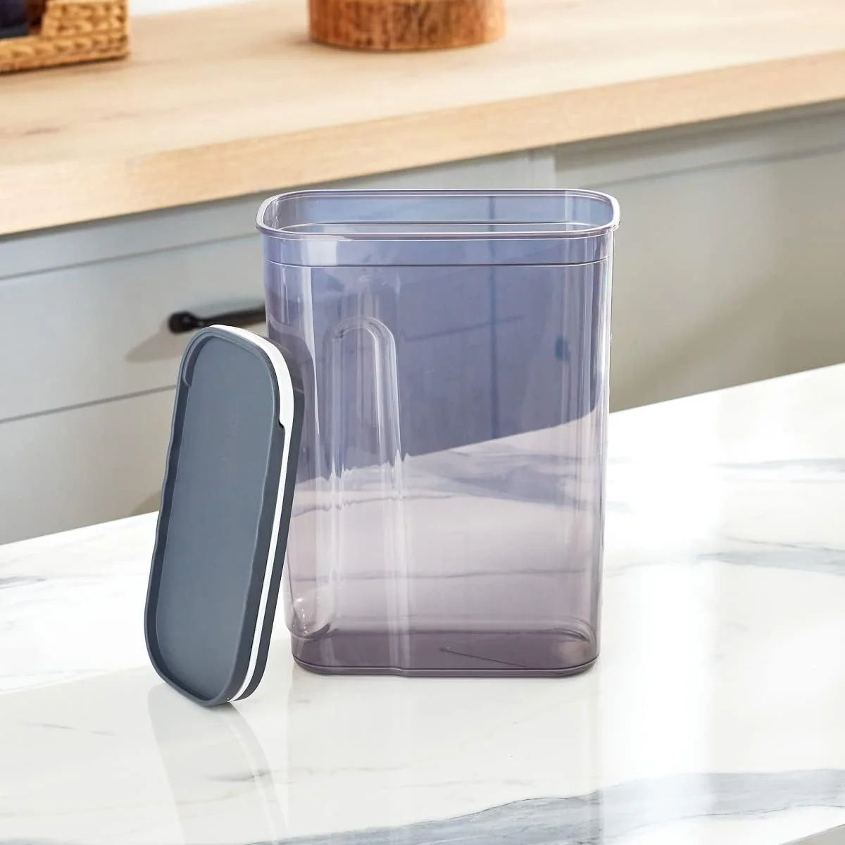 FOLY LIFE Slider Storage Container 4L Transparent Gray | Easy Access Cereal & Dry Food Box - Image 2
