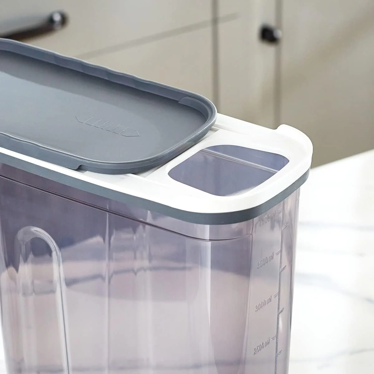 FOLY LIFE Slider Storage Container 4L Transparent Gray | Easy Access Cereal & Dry Food Box - Image 3