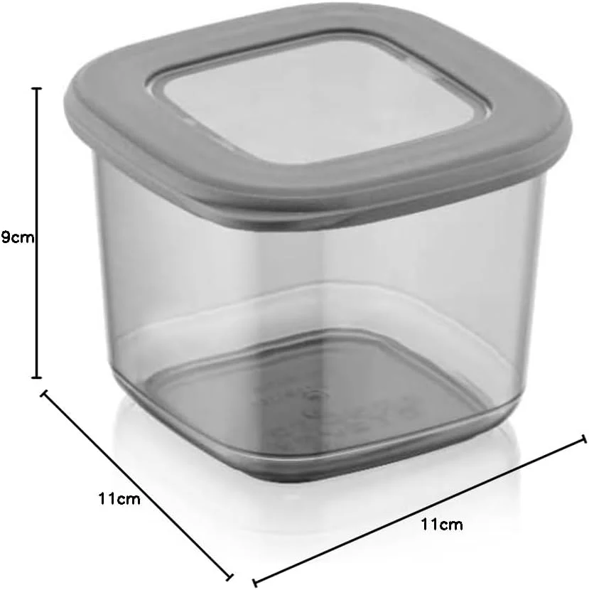 FOLY LIFE Square Food Storage Box 550ml Transparent Gray | Compact BPA Free Container - Image 3
