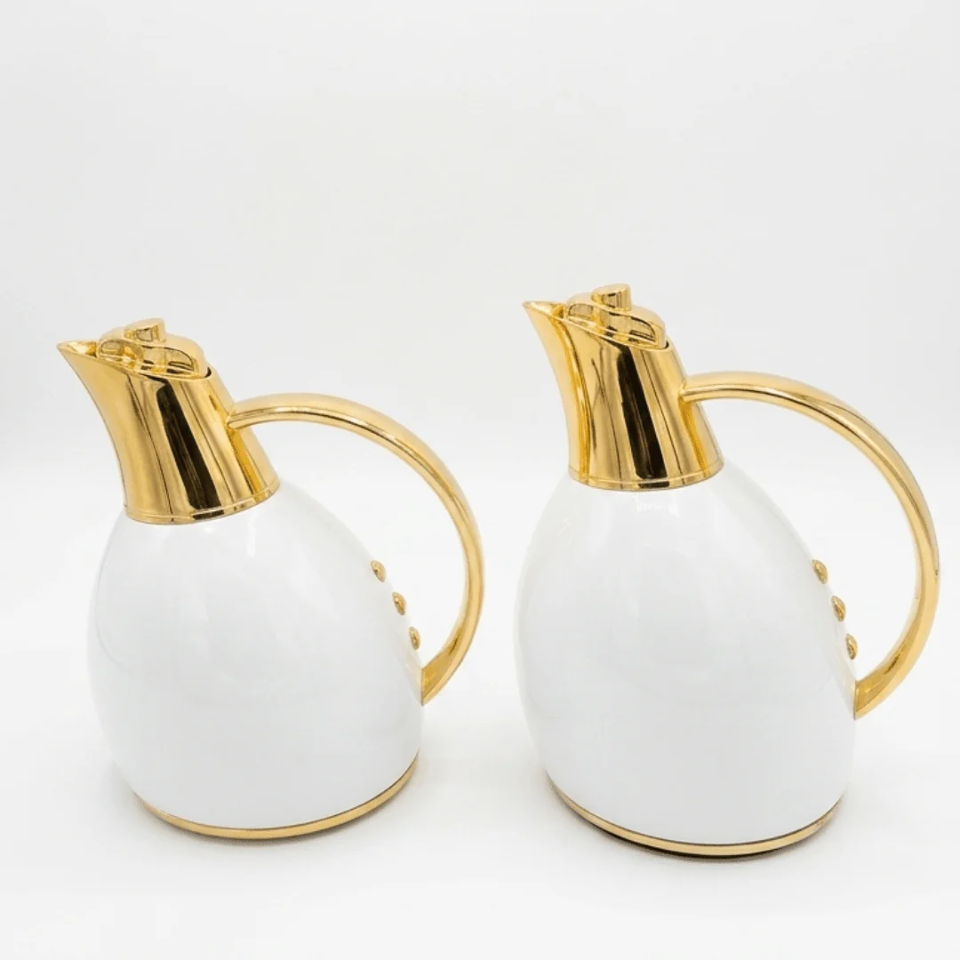 Fuma Gold & White Premium Vacuum Flask with Insulated Interior – 0.75–1 Litre