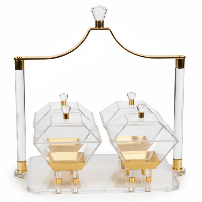 Fursan 4-Piece Acrylic Candy Box Set with Holder 40 cm Premium Storage & Serving Solution