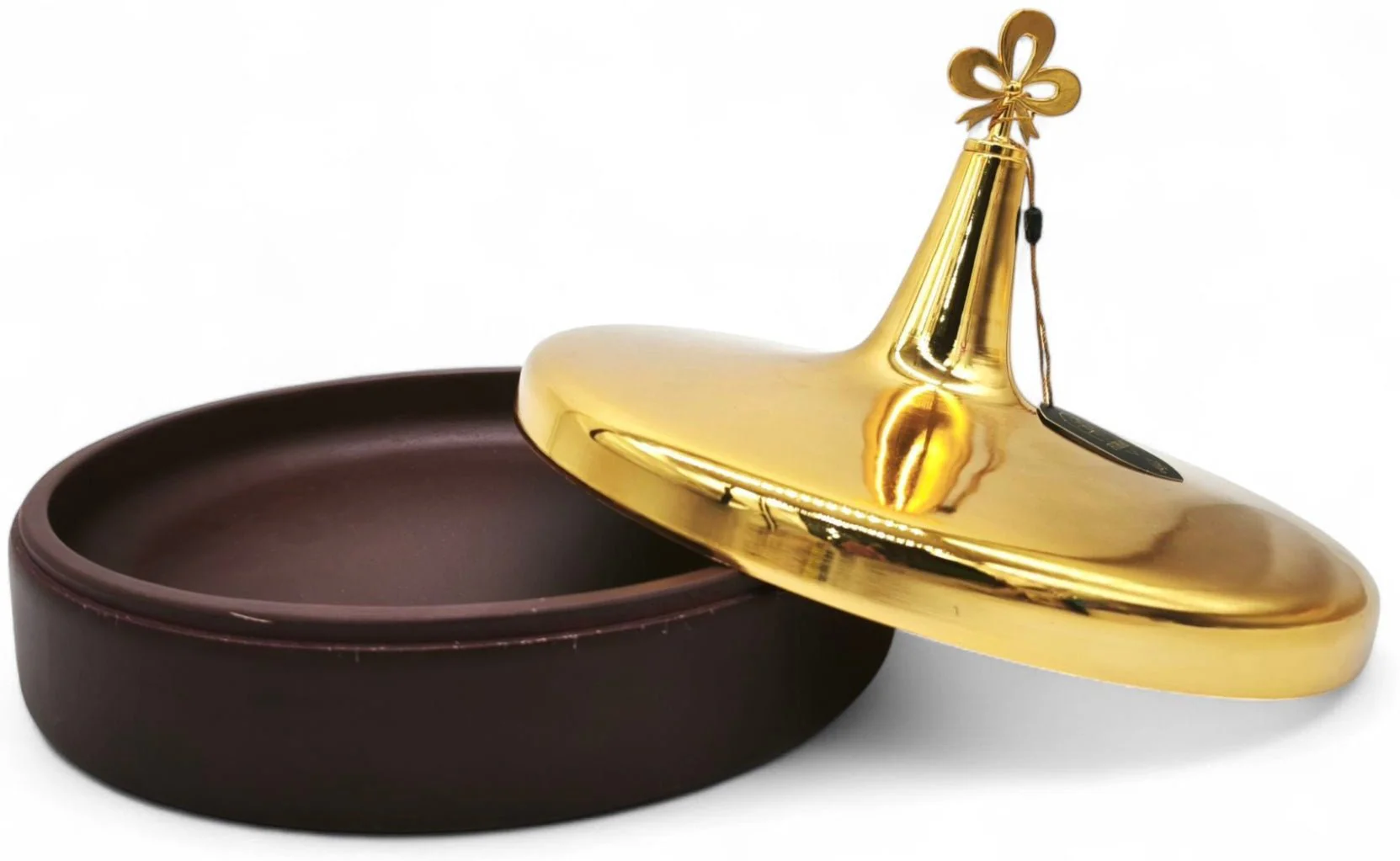 Fursan Dates Tray 24Cm  Brown Wood With Gold Lid - Image 4