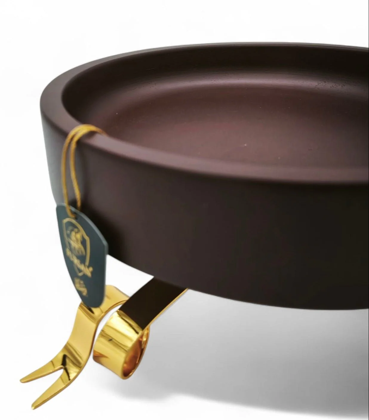 Fursan Date Tray With Stand 24Cm Brown Wood Gold - Image 4