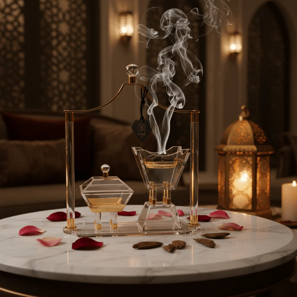 Fursan Large Acrylic Incense Burner Set 30×30 cm Decorative Bakhoor Burner for Home Fragrance - Image 2