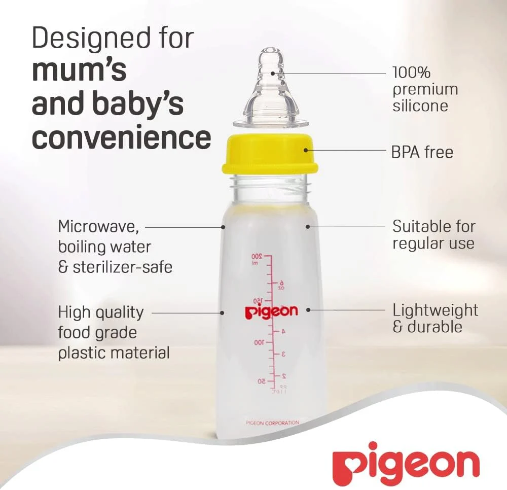 Pigeon Slim Neck Ultra Soft Silicone Nipple & Bpa Free Plastic Feeding Bottle, Assorted Colors, 200ml - Image 5