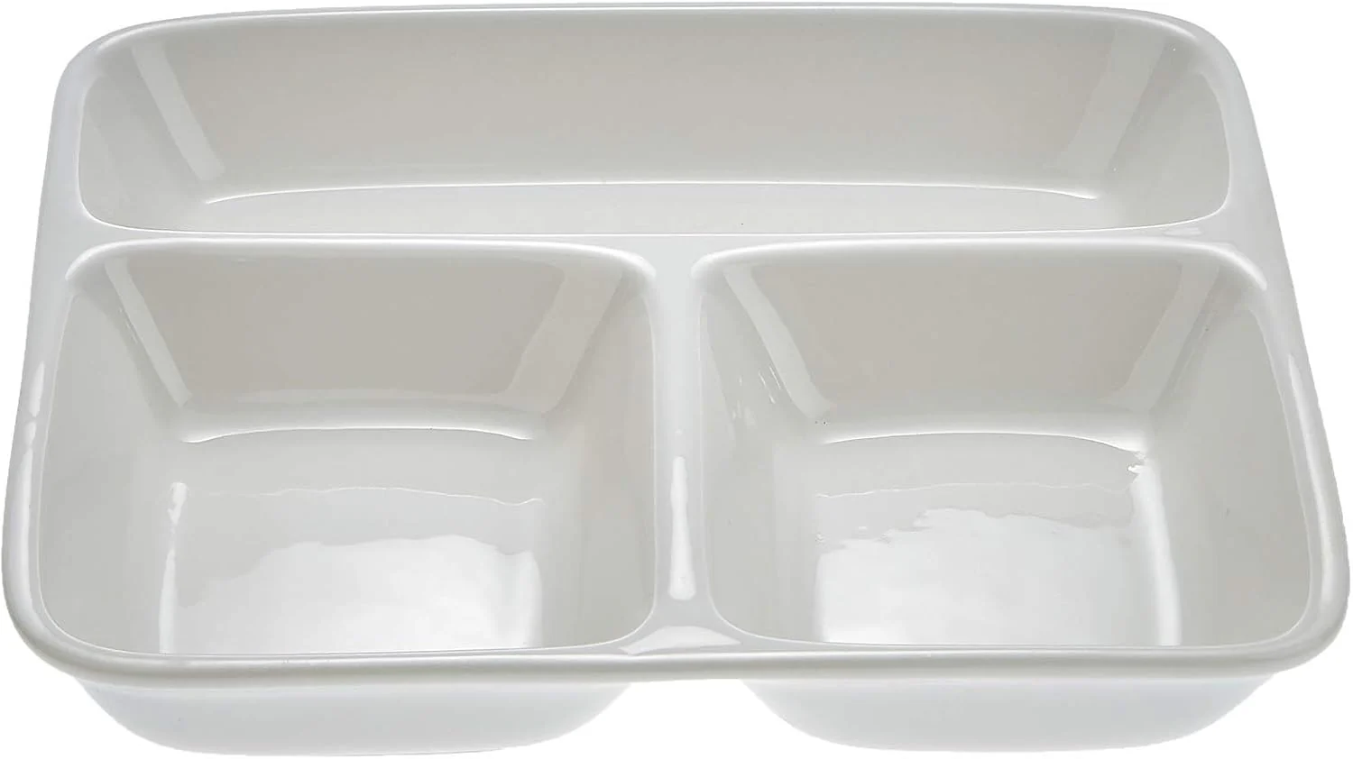 Symphony Collection – 24 cm White Ceramic Three-Section Square Tray & Platter - Image 3