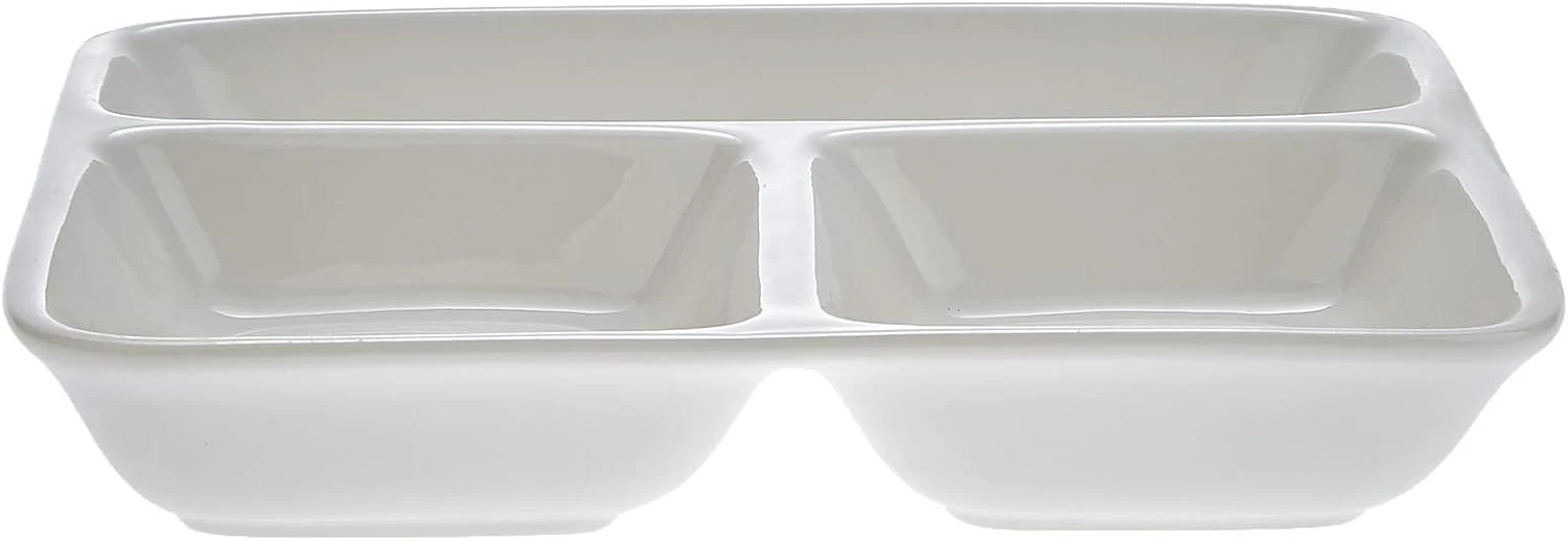 Symphony Collection – 24 cm White Ceramic Three-Section Square Tray & Platter - Image 5