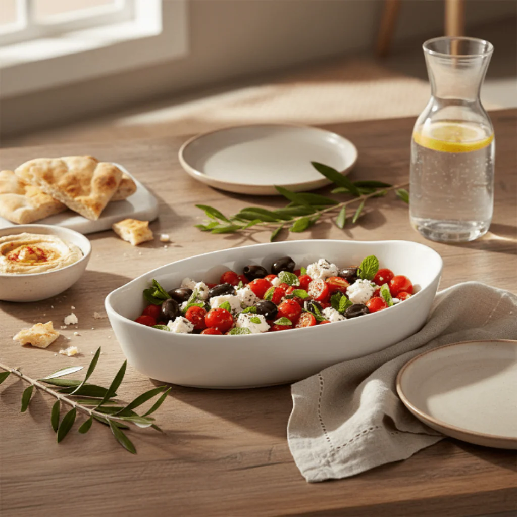 Symphony Collection – 30 cm White Ceramic Alfresco Shallow Serving Bowl with Handles - Image 2