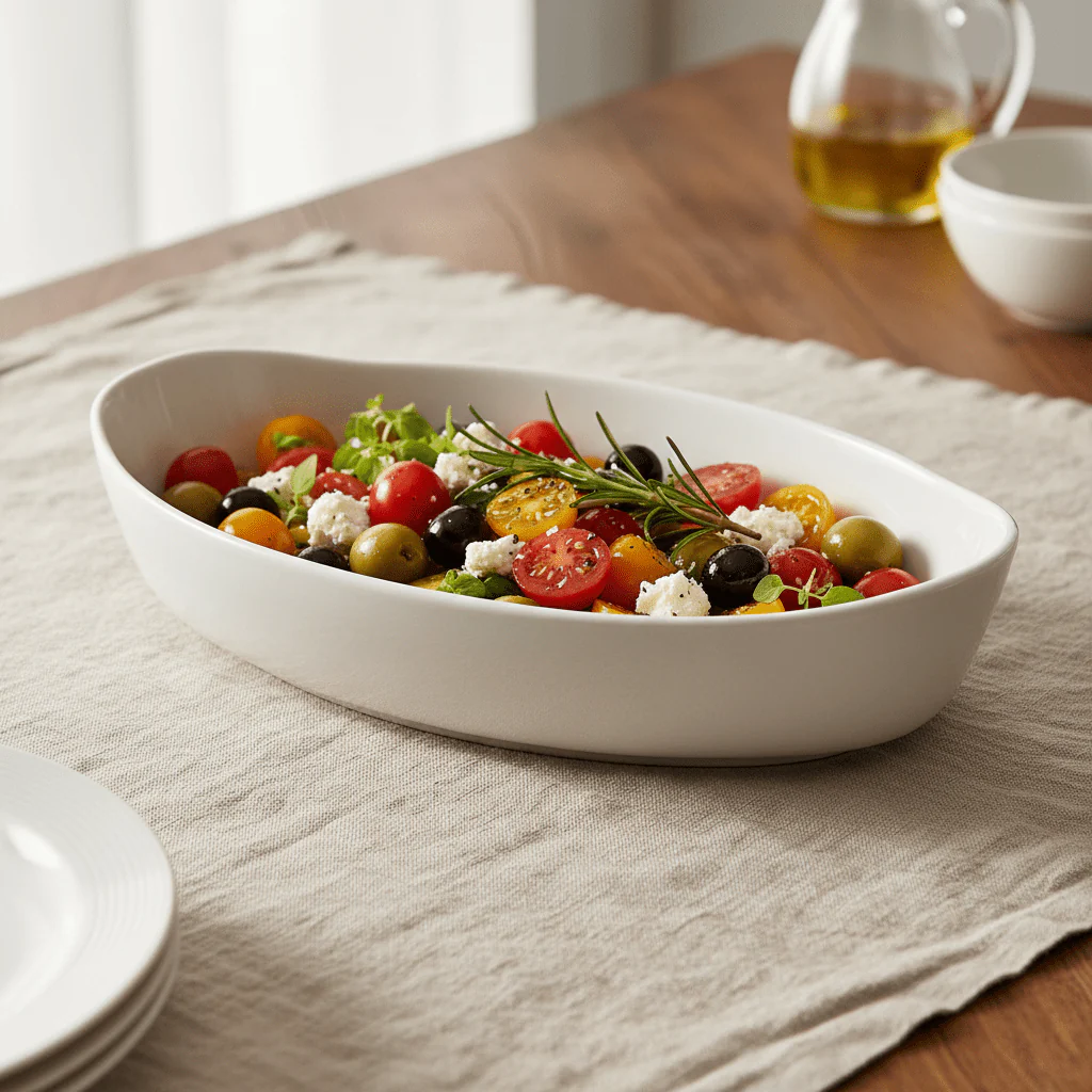Symphony Collection – 30 cm White Ceramic Alfresco Shallow Serving Bowl with Handles - Image 4