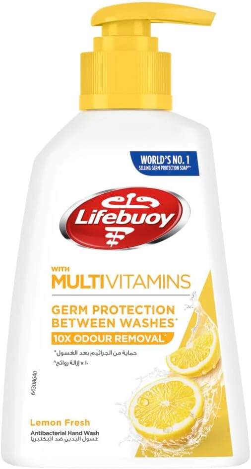 Lifebuoy Hand Wash, Lemon Fresh, for 100% stronger germ protection and 10x odour removal, 200ml
