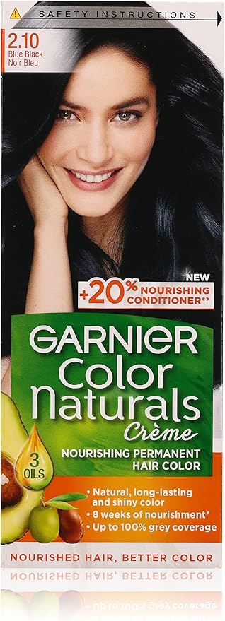 Garnier color naturals 2.10 hair color, blue black, 112gm