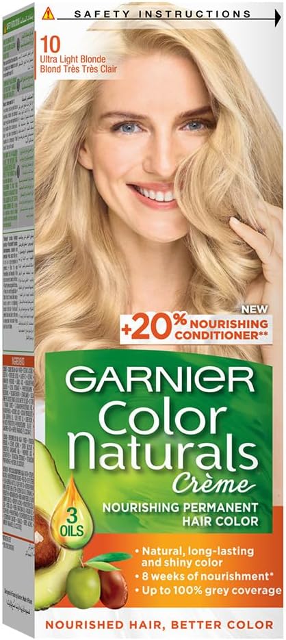 Garnier Hair Colour, With 3 Nourishing,Color Naturals CrÃ¨me, 10 Ultra Light Blonde