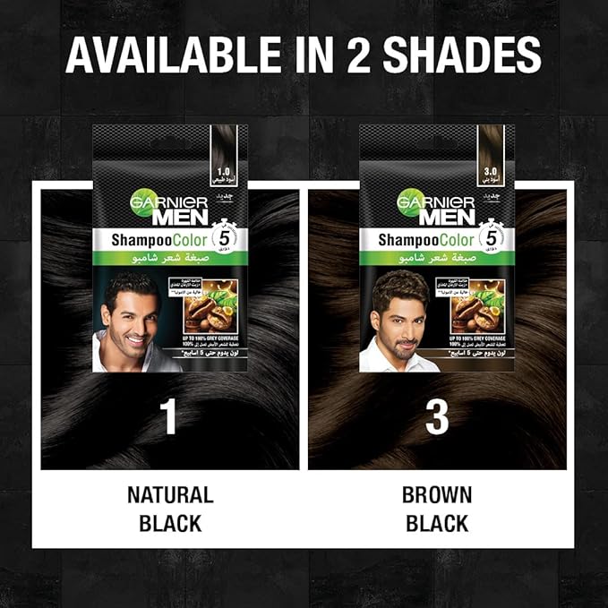 Garnier Men Shampoo Color 1.0 Natural Black - Image 3