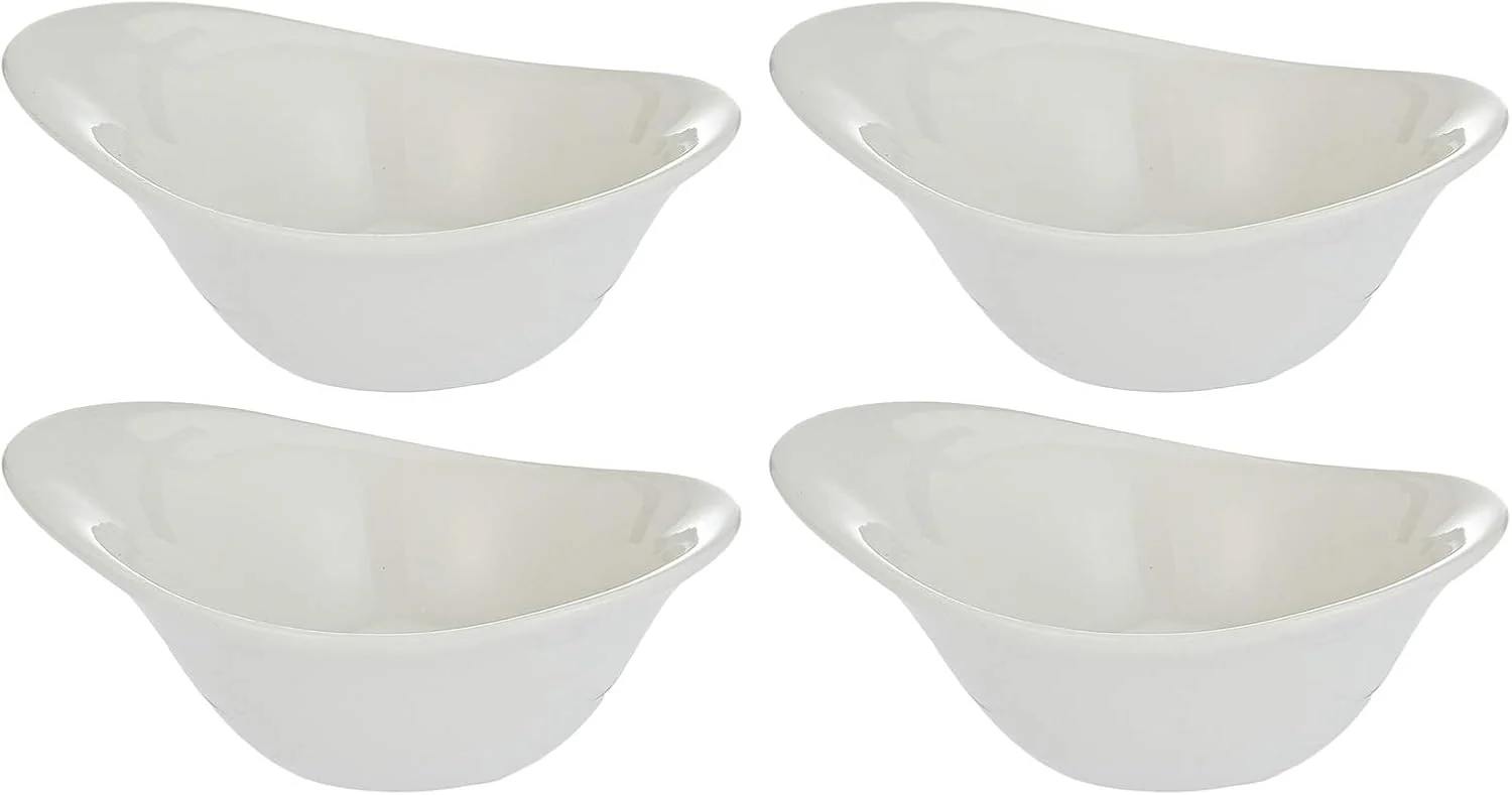 Symphony Premium White Ceramic Modern Bowls – Set of 4 (13×5 cm)