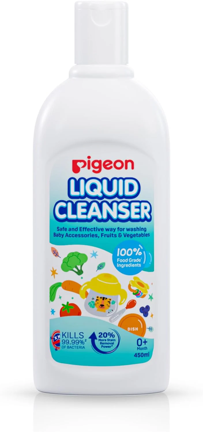Pigeon Liquid Cleanser, 100% Food Grade Ingredients, Kills 99.99% Bacteria, 450ml