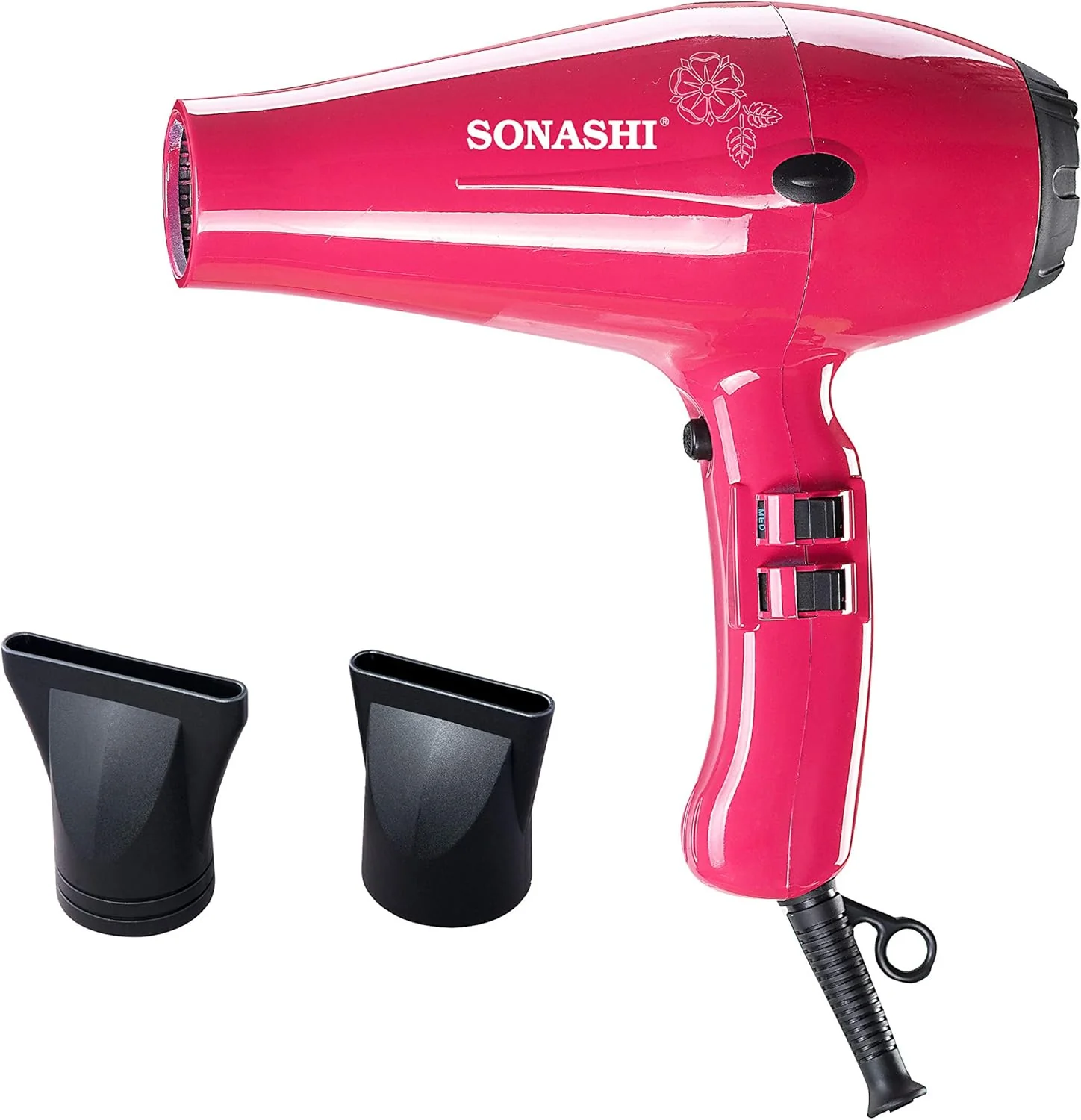 Sonashi Hair Dryer with Cold Hot Wind, 2 Heat and Airflow Settings, With Cool Shot and AC Motor, Nozzle for Fast Drying & Smooth Finish, Lightweight Design, For All Hair Types, 2000W SHD-3031 Pink