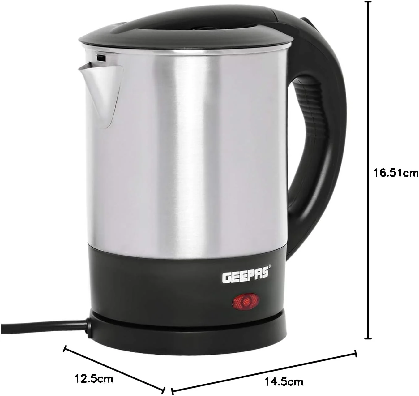 Geepas GK5418 1350W Travel Electric Kettle - Stainless Steel Housing, Boil-Dry & Overheat Protection |Boiler for Hot Water, Tea & Coffee | 1.0L | - Image 3