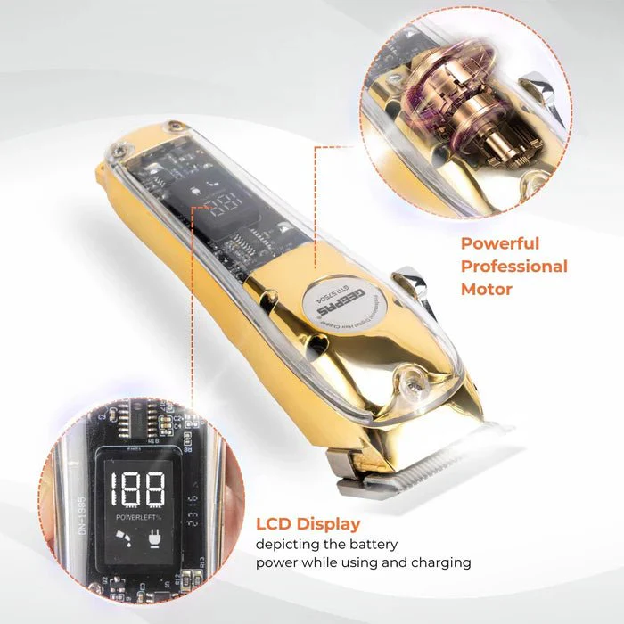 GEEPAS Professional Digital Hair Clipper  4 Adjustable Cutting Blades and 8 Different Length Limit Combs with LCD Display- GTR57504 - Image 4