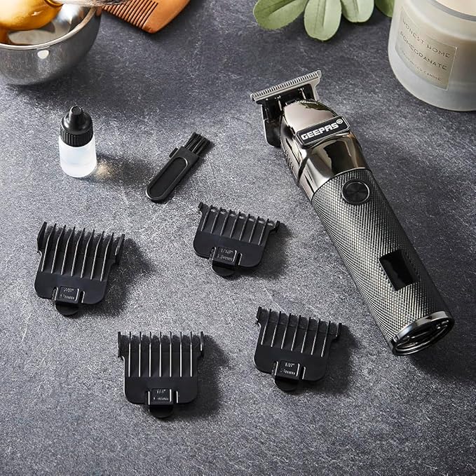 Geepas Rechargeable Hair Clipper with LED Display, GTR56028 | Lithium Battery, 120mins Working | Stainless Steel Blades | Travel Lock | USB Charging | 4 Guide Combs - Image 2