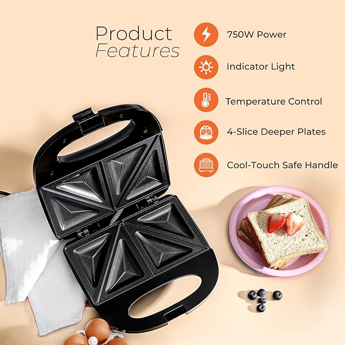 Geepas Sandwich Maker - Gsm6002 - Image 5