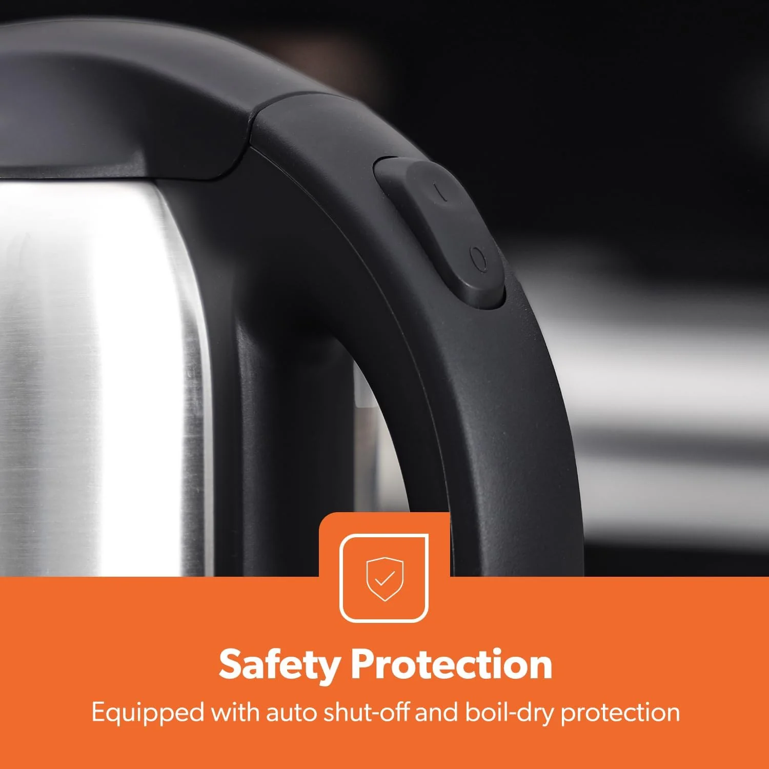 Geepas Stainless Steel Electric Kettle With Auto Shutt off and Boil Dry Protection 2 L 1800 W GK5466 Silver/Black - Image 5