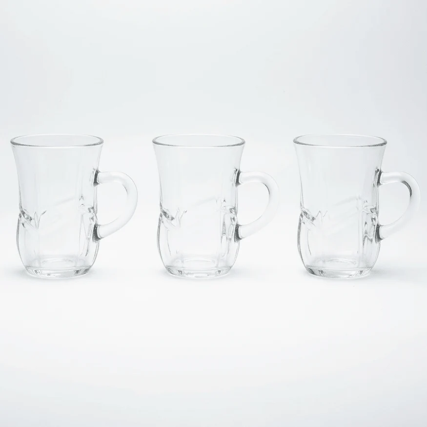Germax Compact Tea Cup Style Glass Set of Three Pieces with 100 ml