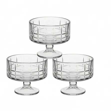 Germax Elegant 150ml Clear Glass Ice Cream Dessert Bowls for Home, Café & Restaurant Use – Stylish Serving Bowl Set of 3