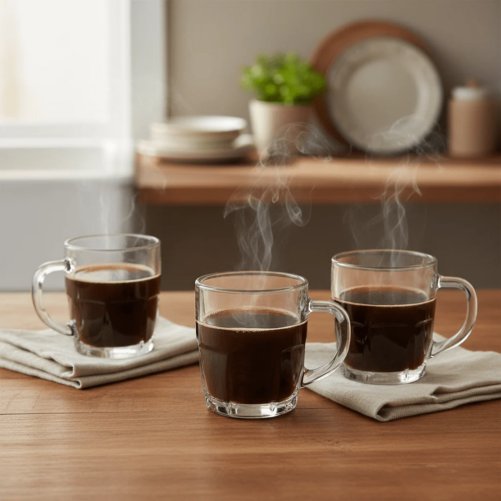 Germax Minimalist Clear Glass Cup Set of Three Pieces with 150 ml - Image 2