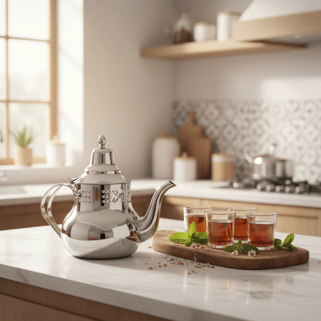 Germax Stainless Steel Tea Kettle 1.6L | Mirror-Polished Silver | Ornate Embossed Arabic Design - Image 2
