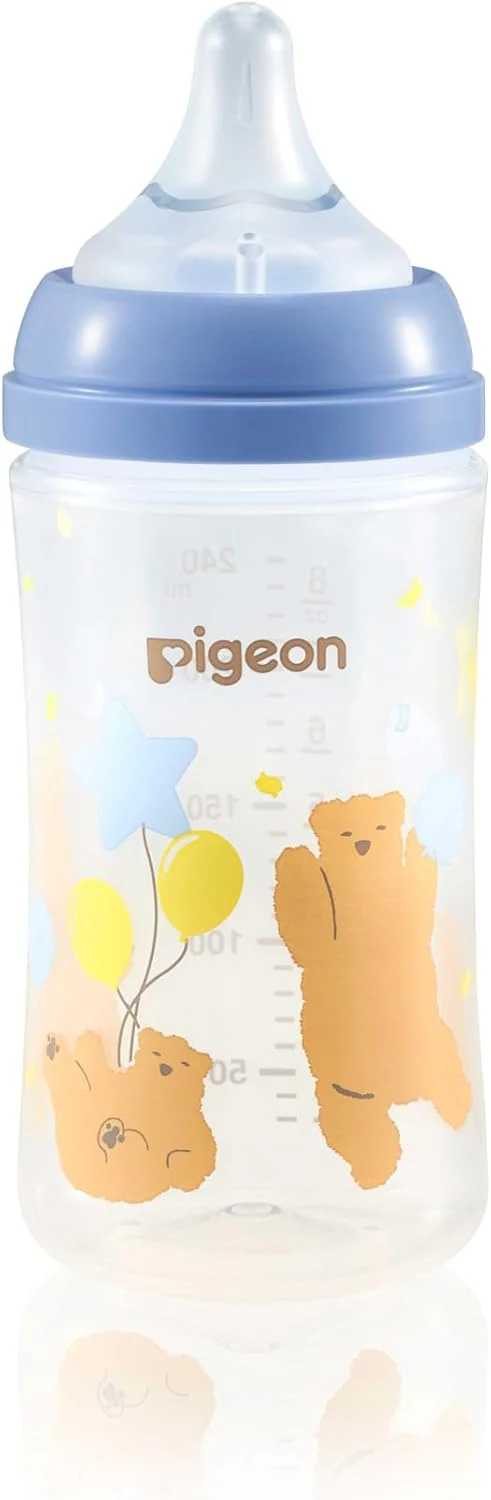 Pigeon Softouch Wide Neck Peristaltic PLUS Decorated Feeding Nursing Bottle, Medium Nipple Size, BPA Free, 3 + Months, 240ml, Multi-Color - Image 2