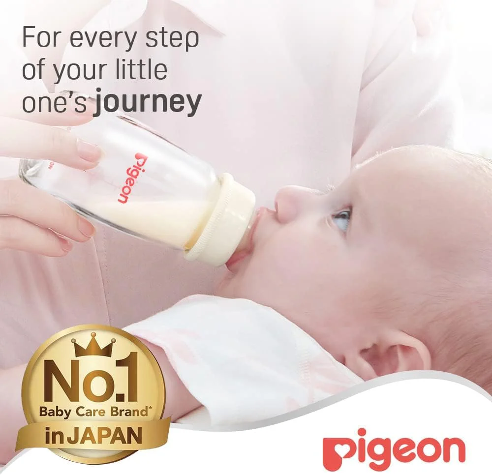 Pigeon Slim Neck Glass Feeding Bottle, Clear Cap, Ultra Soft Silicone Nipple, Anti-Colic, Durable & Long Lasting, BPA & BPS Free, White/Clear, 120ml - Image 6