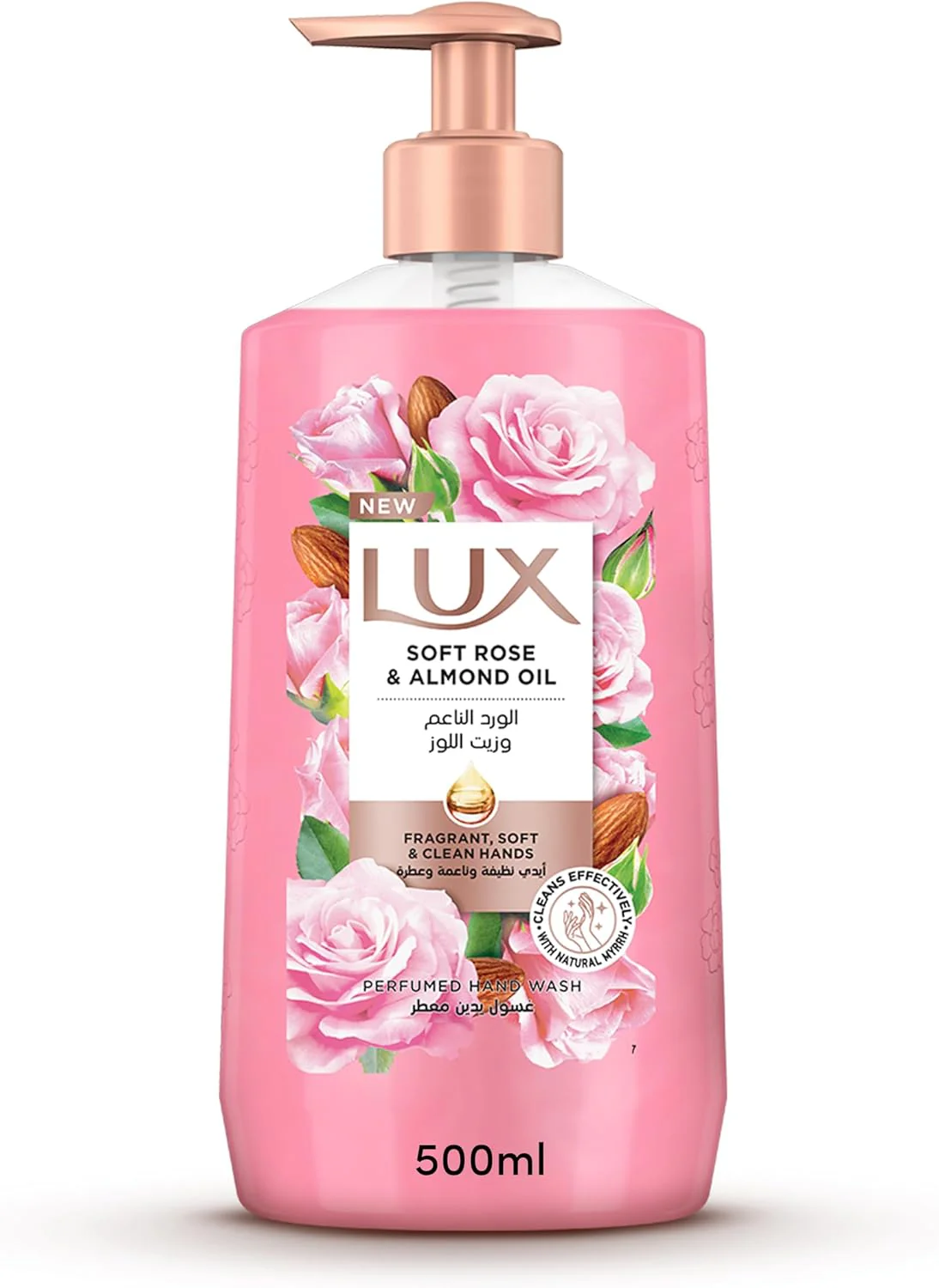 LUX Perfumed Liquid Hand Wash, Soft Rose, with Almond Oil & Glycerin, for Fragrant, Soft and Clean Hands, 500ml - Image 2