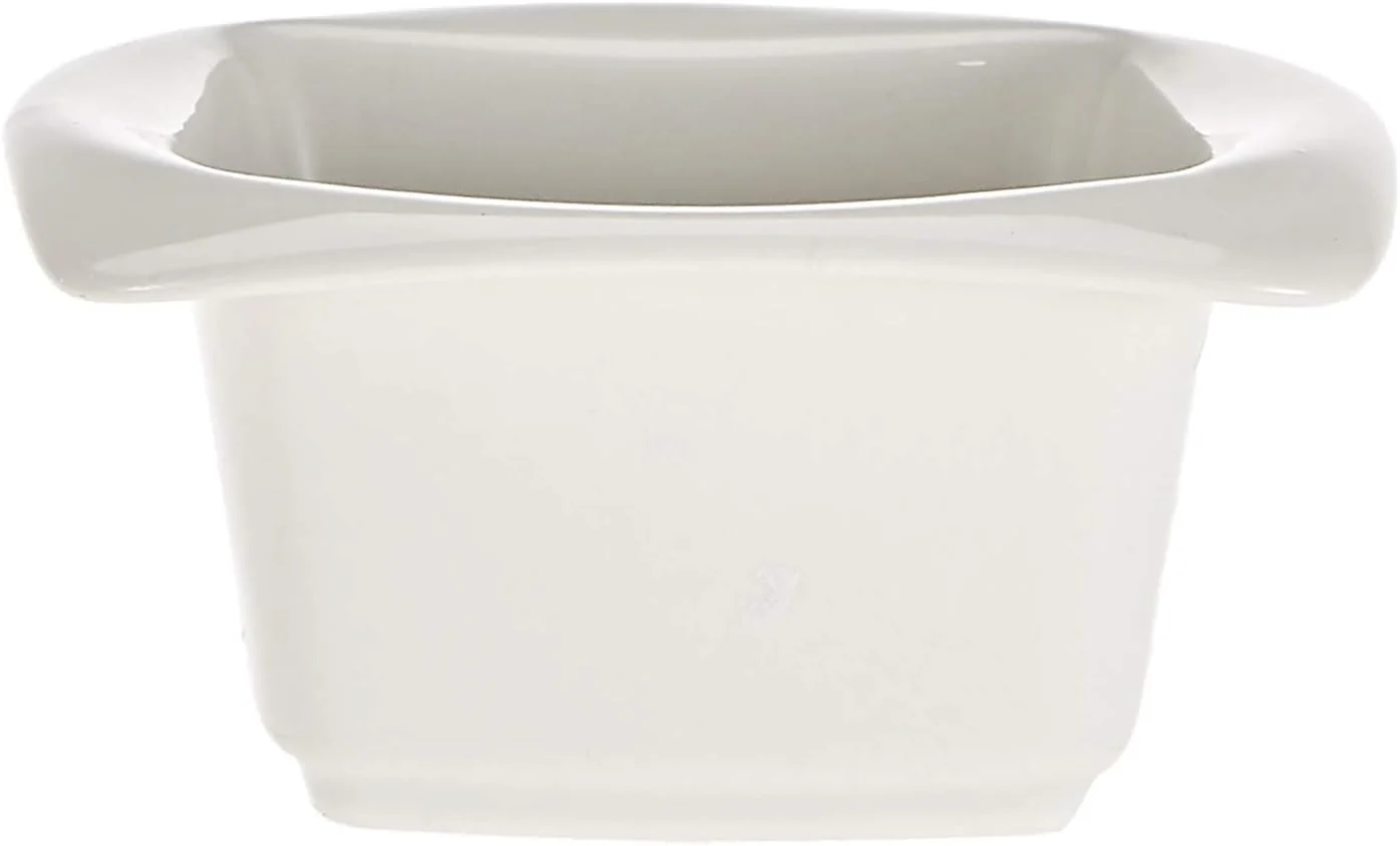 Symphony White Ceramic Square Serving Bowl Set – 3 Pieces with Bamboo Tray 150 Ml - Image 2