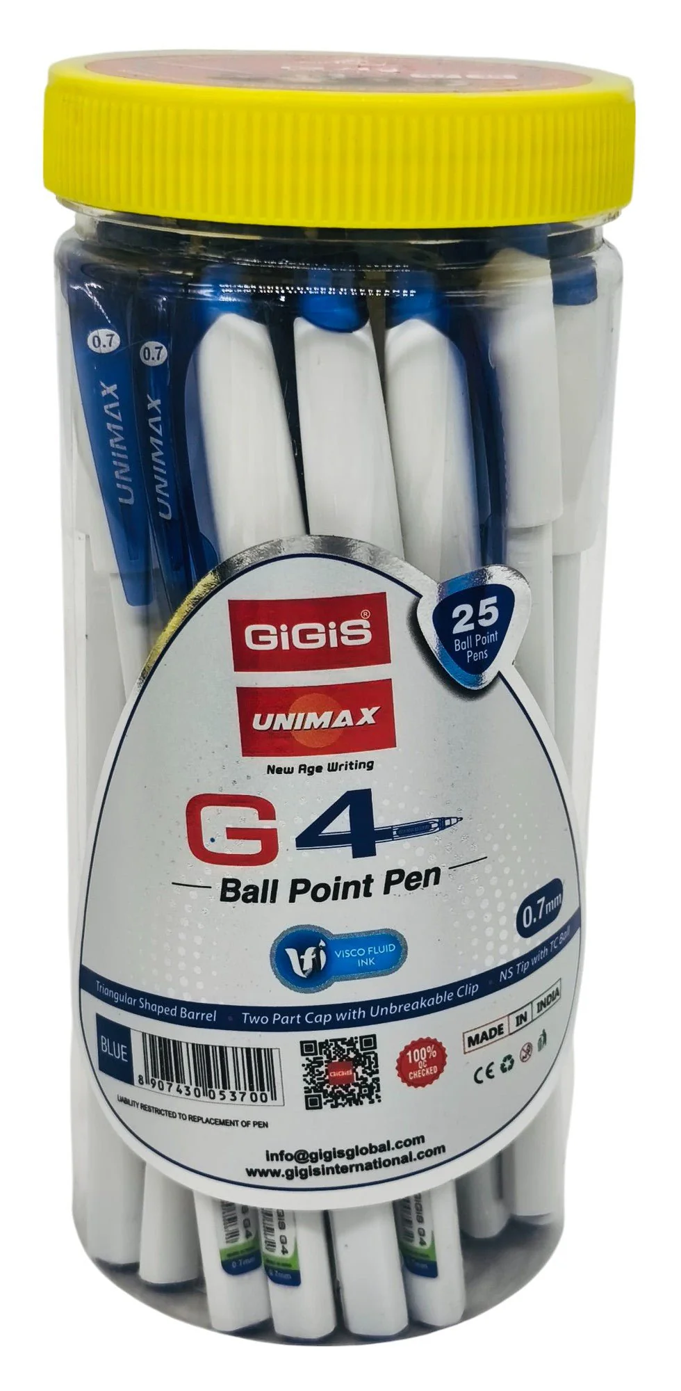 GIGIS 25pcs Unimax G4 0.7mm Ball Point Pen, Blue - Image 2