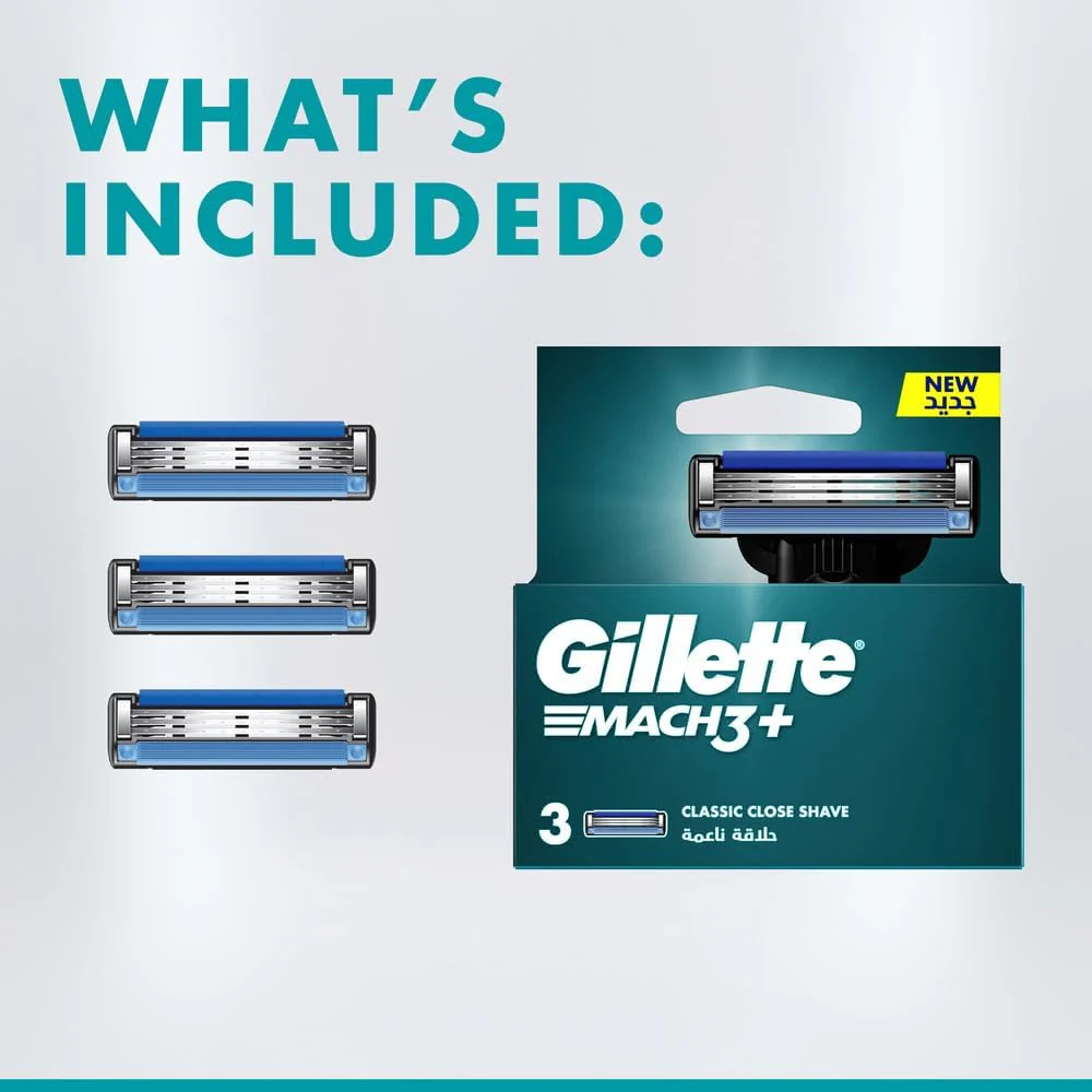 Gillette Mach3+ Men's Refillable Razor: 3 Blade Refills - Image 2