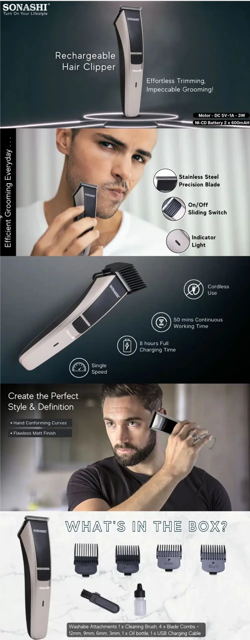 Sonashi Shc-1051B Rechargeable Hair Clipper - Image 5