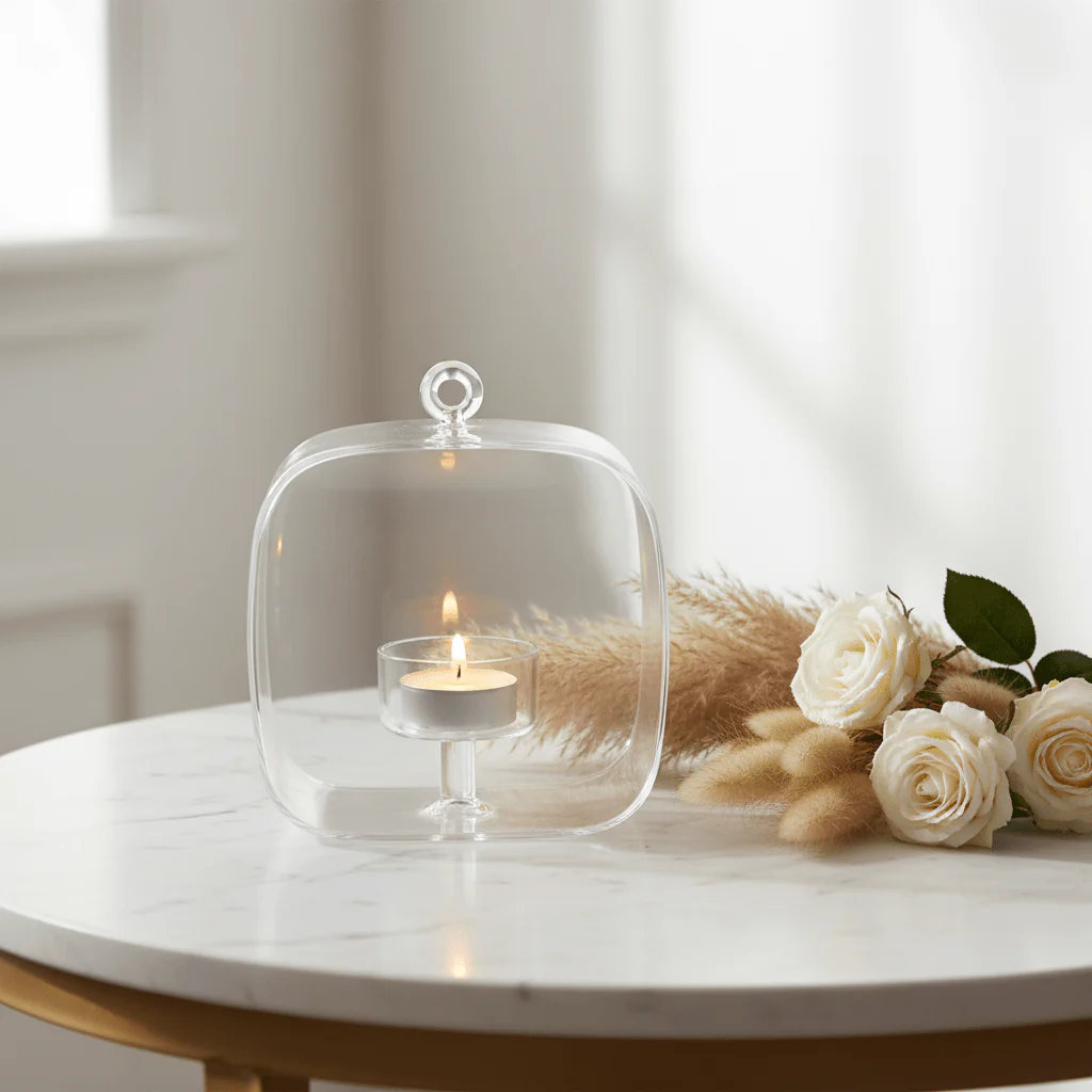 Crystal Clear Glass Candle Cloche | Tealight Dome Holder 12cm - Image 2