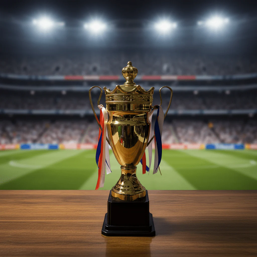 Premium Gold & Black Metal Trophy Cup — 33cm | Champion Award with Decorative Ribbons - Image 2